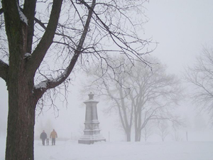 Parc Cartier-Brébeuf, vue en direction SE. Crédit photo: Jean Cazes, 6 janvier 2008, 15h28.