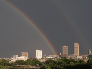 Secteur Limoilou. Arc-en-ciel. Vue en direction SE. Photo: Jean Cazes, 18 juillet 2007, 18h53.