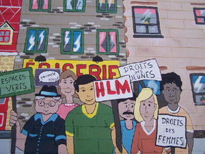 Murale Des gens un quartier. Crédit photo: Jean Cazes, 9 août 2007.